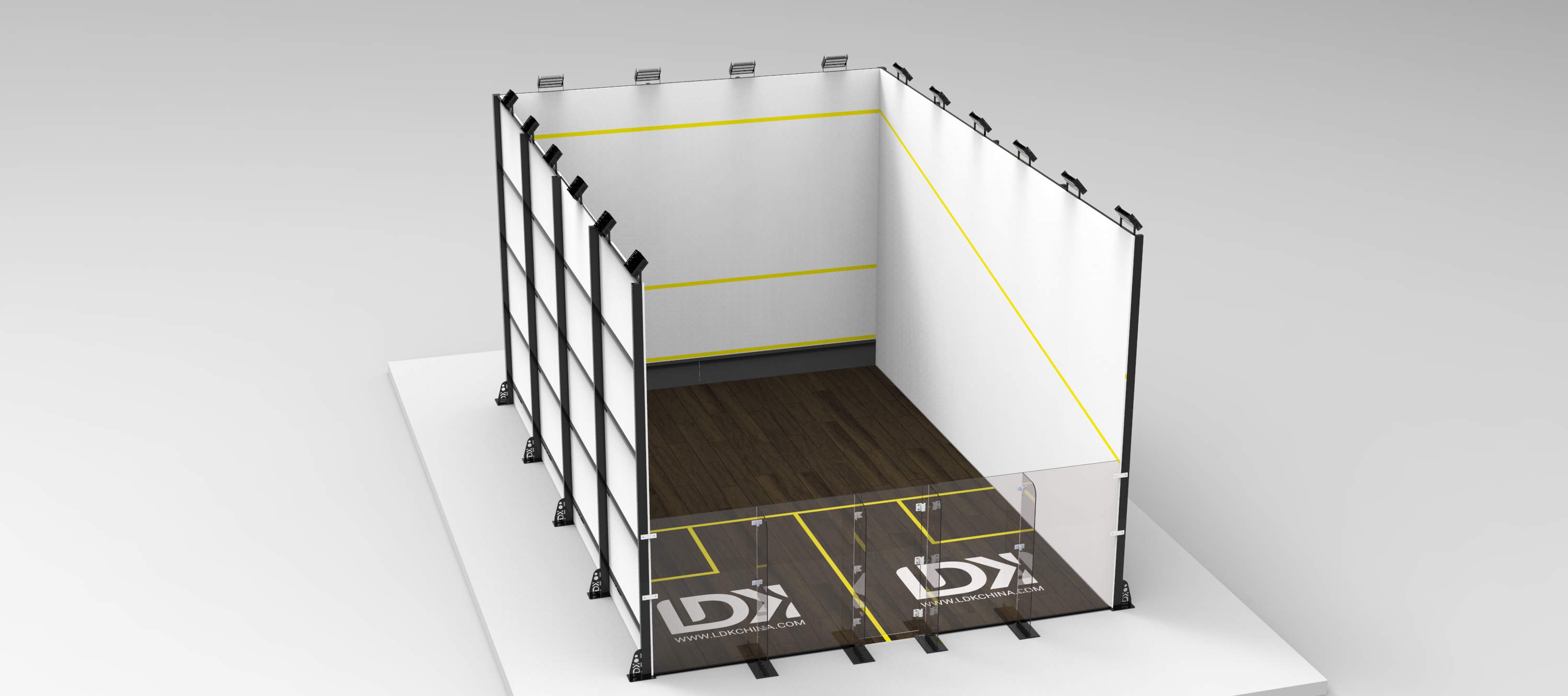 Professional Indoor Glass Squash Court For Clubs Use Full Glass Wood Walls Squash Court