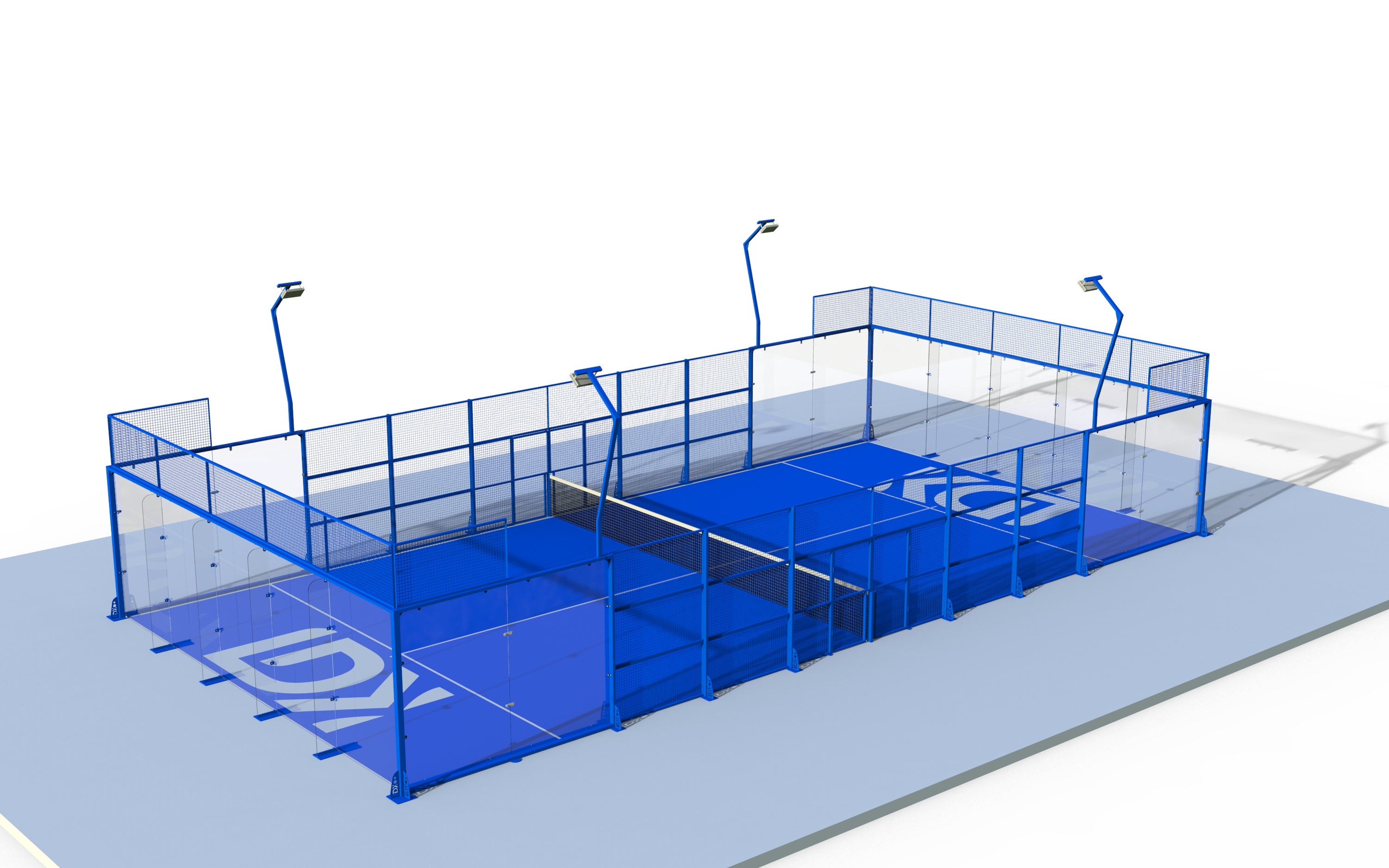 Padel Court with Glass Stiffener Structure 12mm Tempered Safety Glass Glass Stiffener Splicing Technology