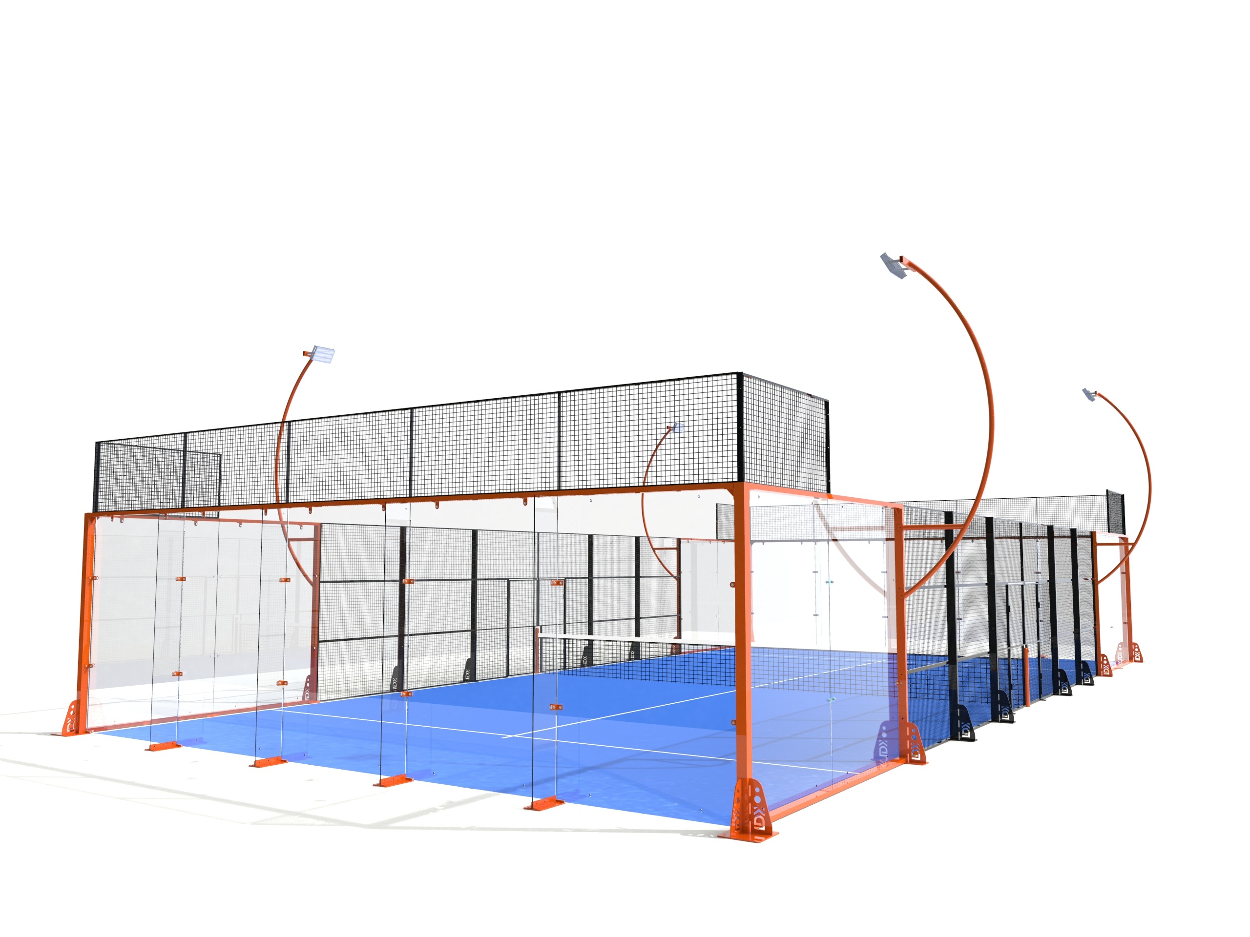 Reinforced Glass Panel Padel Court Hot-dip Galvanized Steel Structure Fibrillated Artificial Turf Surface