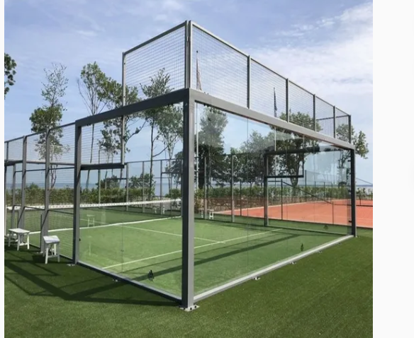 Wholesale Padel Court Manufacturer: Custom Full Panoramic Roofed Cancha + Mobile LED Lamp Sports Gear
